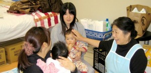 A Fukushima midwife on a home visit.