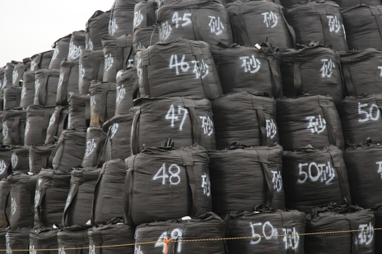 In Iitate, bags of radioactive waste are encircled by bags of sand, used to "seal in" radiation.